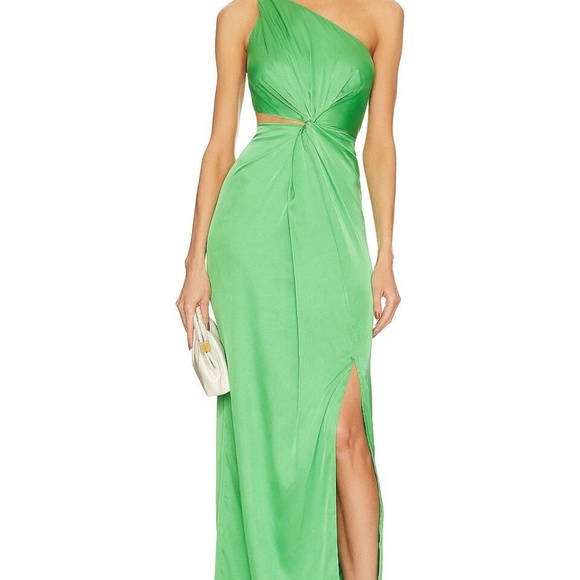 New w/Tags!! Amur Deena One Shoulder Gown in Green Daylily, size 4 - Picture 2 of 16